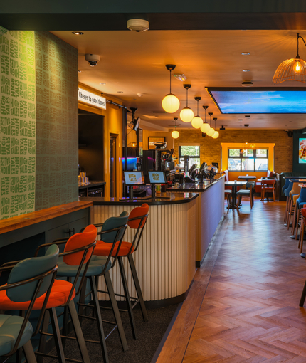 The bar and restaurant in a pub.