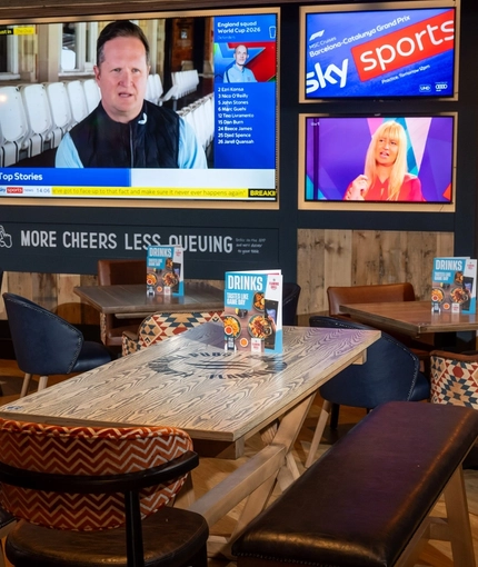 The interior restaurant and seating area with TV on the wall at the Man of Gwent.