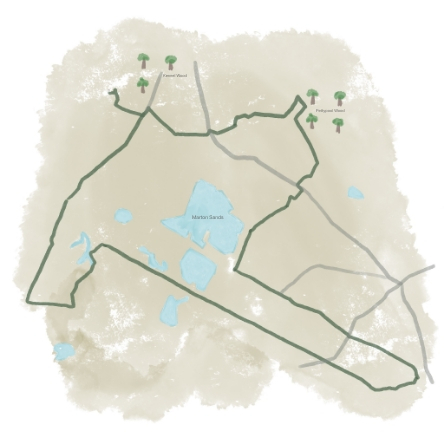 An illustrated map of the Pettypool walking trail.