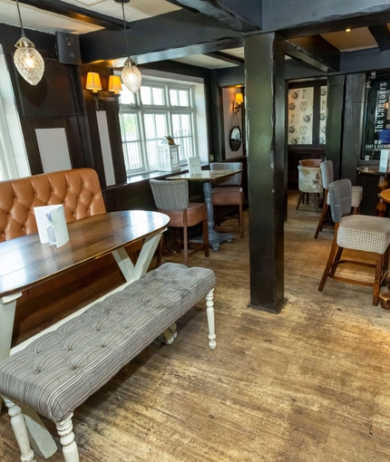 Internal seating area in a pub restaurant