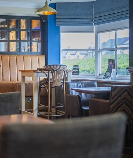interior of the restaurant and seating area