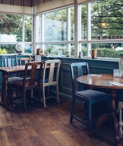 The restaurant area of The Woodman.