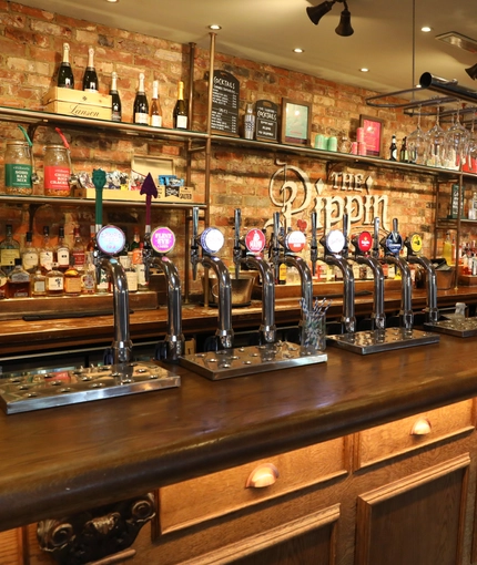 Interior bar shot with beer fonts, taps pumps
