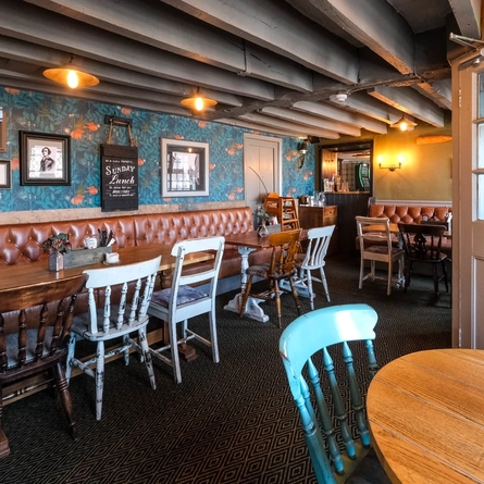 interior of the restaurant and seating area