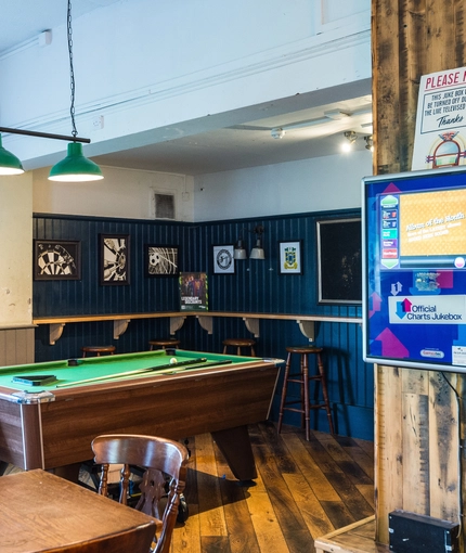 interior seating area with pool table