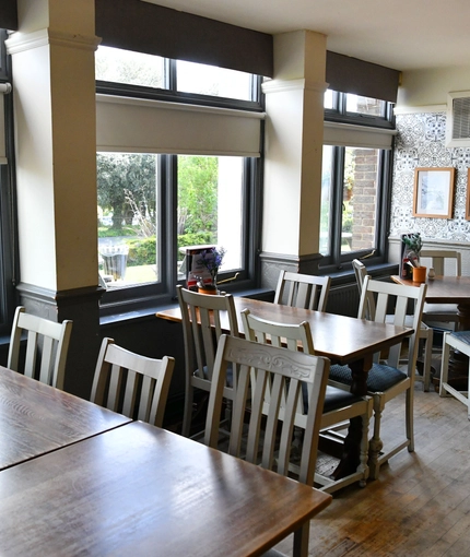 interior of the restaurant and seating area