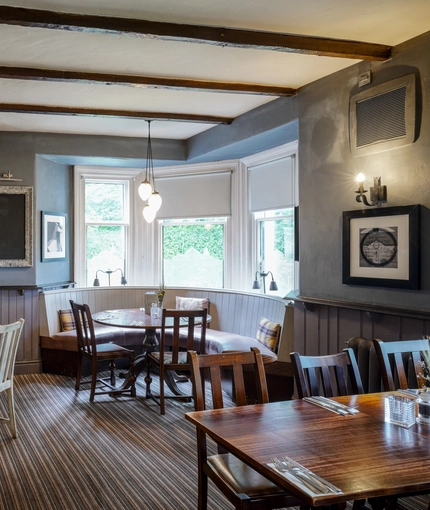 Interior restaurant and seating area