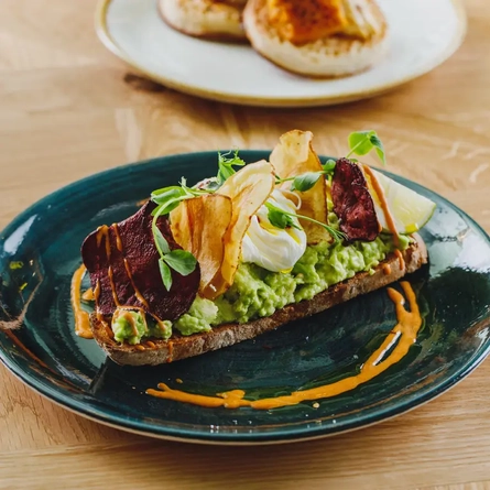 Crafted - Brunch - Smashed avocado, lime & chilli flakes, poached egg, toasted sourdough