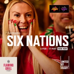 A banner promoting the 6 Nations Rugby at selected Greene King Venues.