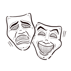 An illustration of two theatrical masks.