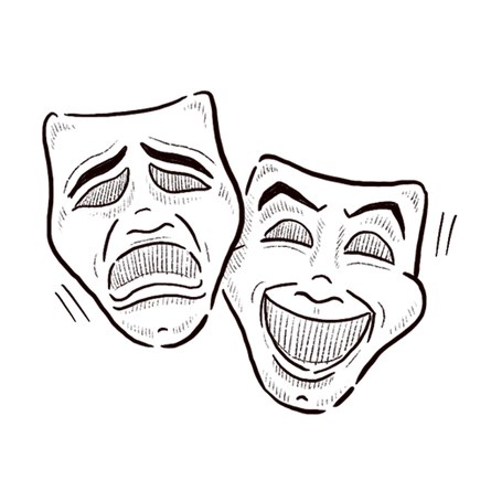 An illustration of two theatrical masks.