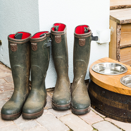 A pair of muddy boots