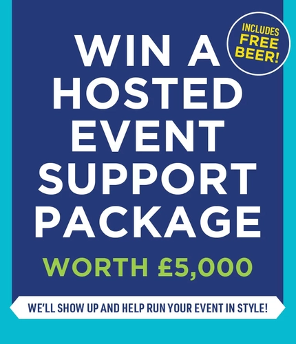 A graphic promoting the chance to win a hosted events support package.