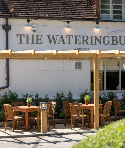 The beer garden at the Wateringbury.