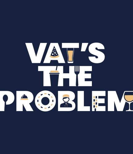A banner showing the words "VATs The Problem" in white text on a navy blue background.