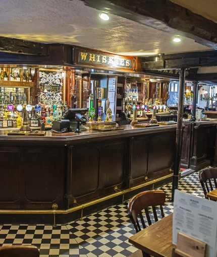 Interior bar area in a pub restaurant