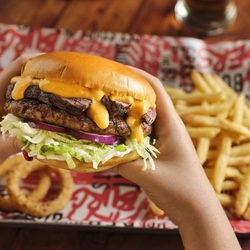 A philly burger served at Flaming Grill.
