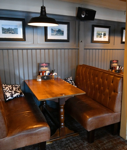 interior seating area and restaurant