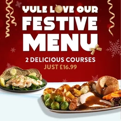 A graphic promoting the festive menu at Hungry Horse.