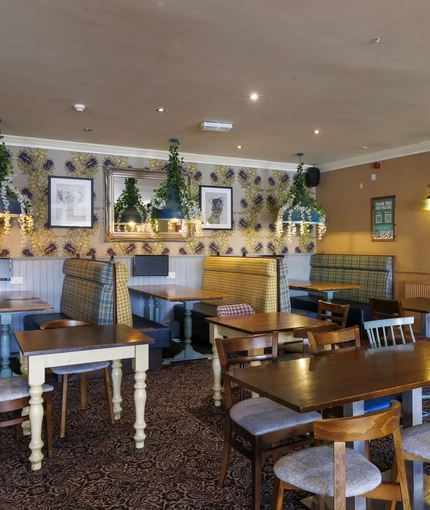 Interior shot of the restaurant seating area
