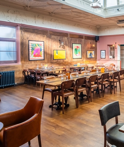 The interior restaurant seating area at The Durell Arms.