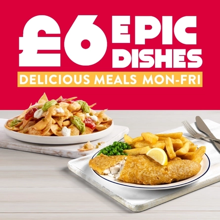 A graphic promoting £6 EPIC dishes at Hungry Horse.