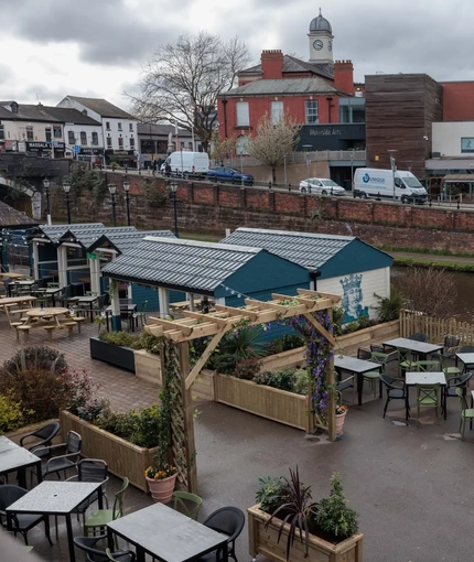 Beer garden outside of a pub