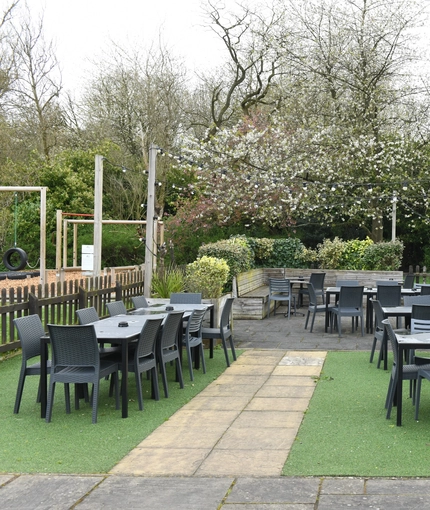 Beer garden outside of a pub