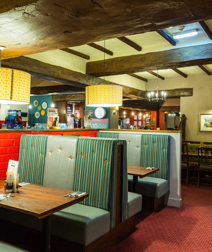 interior of the restaurant with seating area