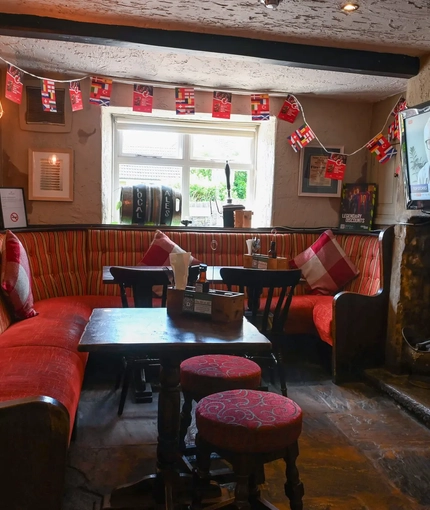 Interior seating area in a pub restaurant