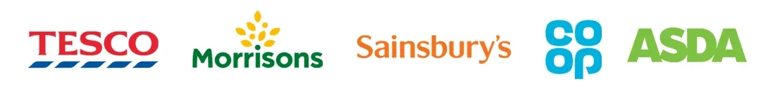 Image showing logos of Tesco, Morrisons, Sainsbury's, Co-Op and Asda