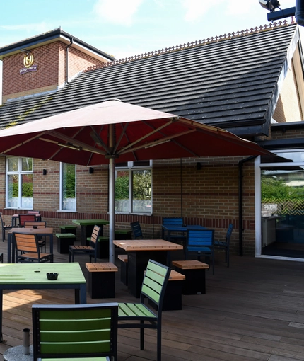 Beer garden outside of a pub