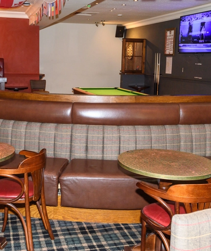 interior of the restaurant and seating area