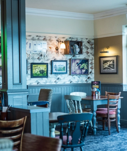interior of the restaurant with seating area