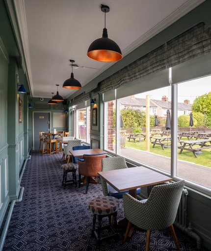 The interior seating area at the Black horse.
