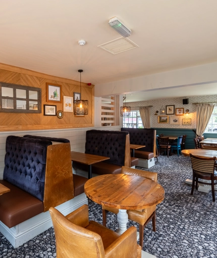 interior of the restaurant and seating area