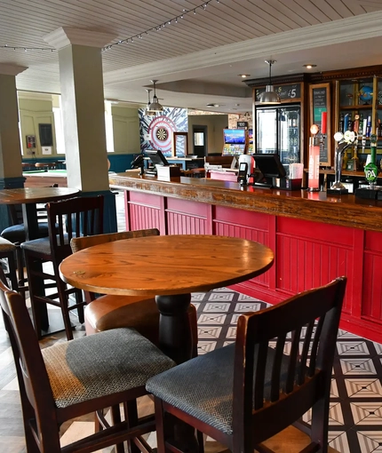 interior seating area and bar