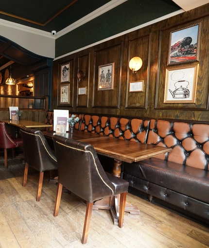 Internal seating area in a pub restaurant