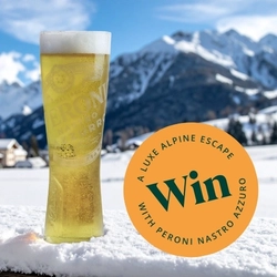 A banner advertising a Peroni Alpine Escape Competition.