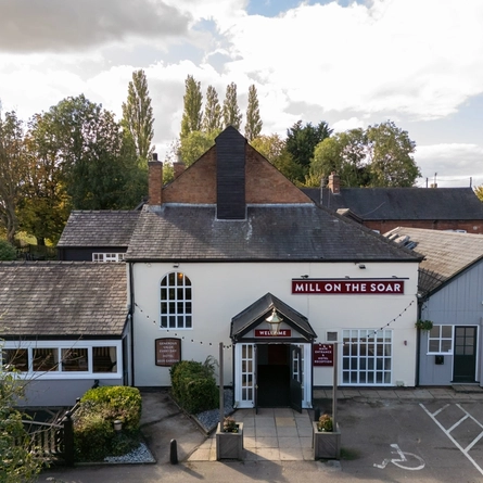 The exterior facade and car park at The Mill On The Soar.