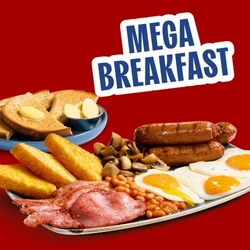 A banner promoting Breakfast at Hungry Horse venues.