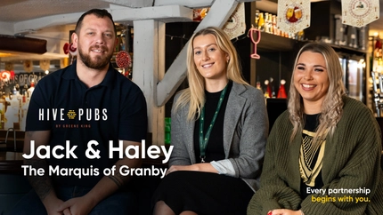 A video front screen showing Jack and Haley from The Marquis of Granby.