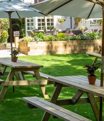 The beer garden at the Wateringbury.