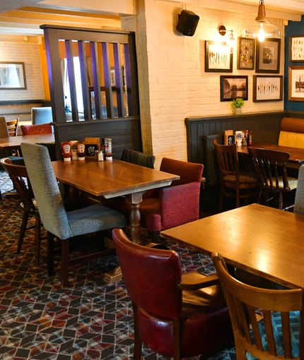 interior of the restaurant and seating area