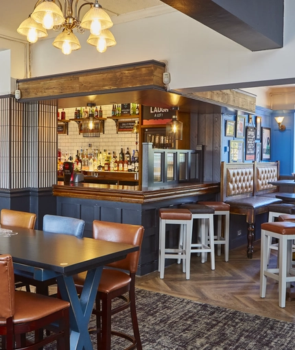 Interior bar and seating area of the pub