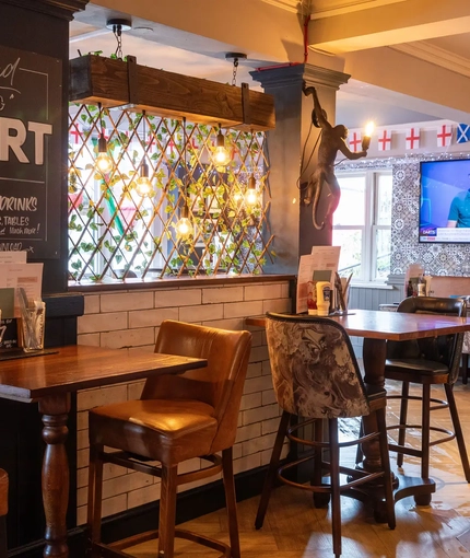 interior seating area of the pub