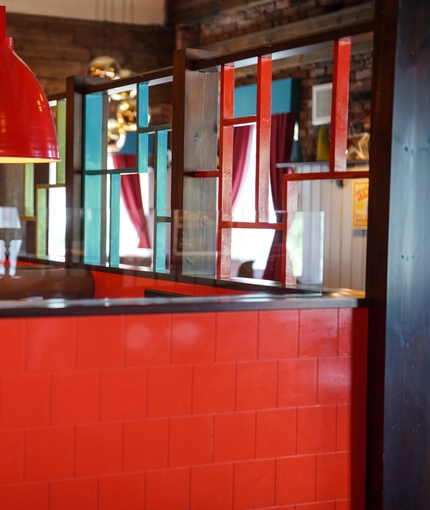 Interior dining area of a pub.