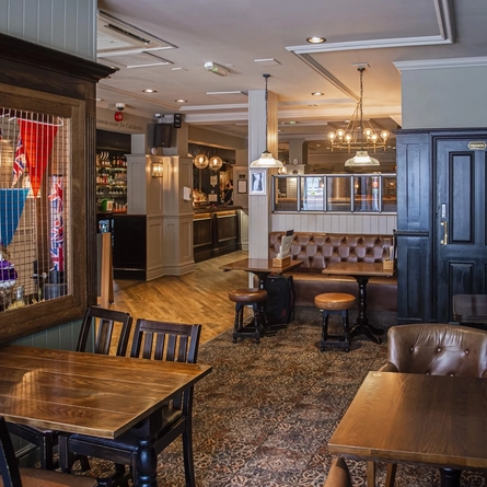 Internal seating area in a pub restaurant
