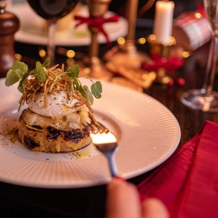 A plated Festive starter dish from the Christmas Menu available at Metro venues.