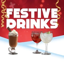 A graphic promoting festive drinks at Hungry Horse.